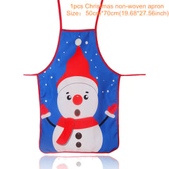 Christmas non-woven apron with snowman design on a white background
