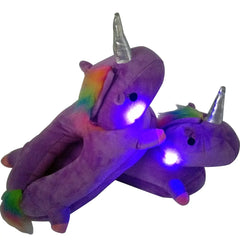 Unicorn Plush Slippers with LED Light: Winter Indoor Warm Shoes