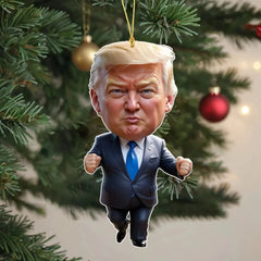 Funny Car Keychain & Christmas Tree Ornament | Trump