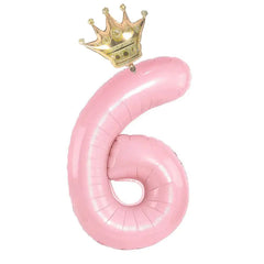 32inch Baby Blue Pink Foil Number Balloon With Crown 1 2 3 4 5 6 7 8 9 0  Birthday Party Baby Shower Decoration