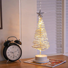 LED Spiral Christmas Tree Lamp – Wrought Iron Desk Ornament for Festive Decor