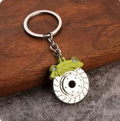 Car Gear Head Keychain with Turbo, Brake Disc, and Shock Absorber Pendants