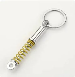 Car Gear Head Keychain with Turbo, Brake Disc, and Shock Absorber Pendants