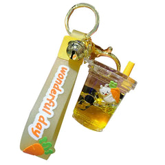 Floating Animal Milk Tea Keychain