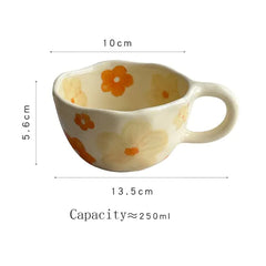 Korean Retro Hand-Painted Floral Mug