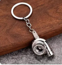 Car Gear Head Keychain with Turbo, Brake Disc, and Shock Absorber Pendants