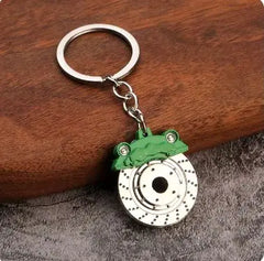 Car Gear Head Keychain with Turbo, Brake Disc, and Shock Absorber Pendants