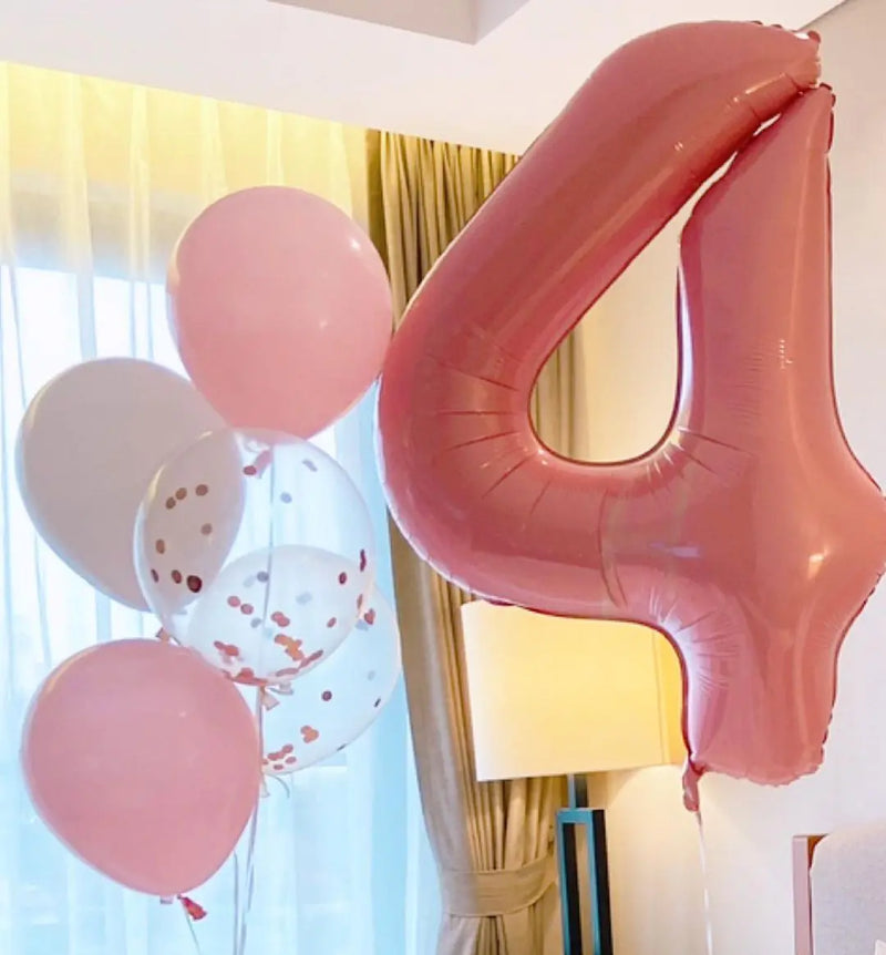 32inch Baby Blue Pink Foil Number Balloon With Crown 1 2 3 4 5 6 7 8 9 0  Birthday Party Baby Shower Decoration