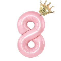 32inch Baby Blue Pink Foil Number Balloon With Crown 1 2 3 4 5 6 7 8 9 0  Birthday Party Baby Shower Decoration