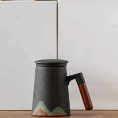 Mountain Design Ceramic Tea Mug With Filter