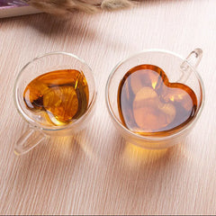 Double Wall Heart Glass Cup