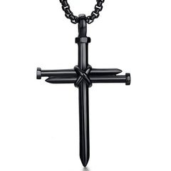 Punk Style Titanium Steel Cross Pendant Necklace