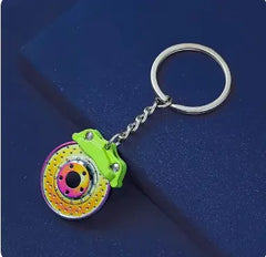 Car Gear Head Keychain with Turbo, Brake Disc, and Shock Absorber Pendants