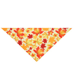 Triangle-shaped product with autumn leaf pattern on a white background
