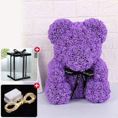 Rose Bear Artificial Flowers with LED Light Gift Box