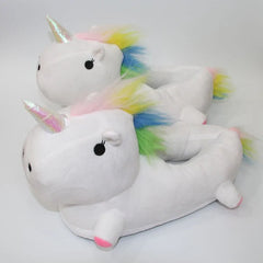 Unicorn Plush Slippers with LED Light: Winter Indoor Warm Shoes