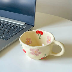 Korean Retro Hand-Painted Floral Mug