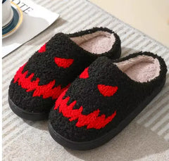 Skull Pattern Fur Slippers