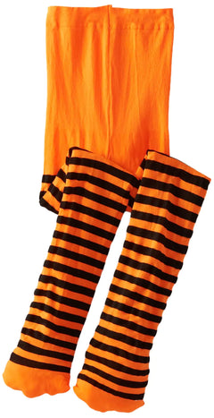 Jefferies Socks Girl's 2-6X Stripe Tights 6-8 Years Orange/Black