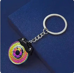 Car Gear Head Keychain with Turbo, Brake Disc, and Shock Absorber Pendants