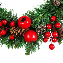 30cm PVC Leaf Christmas Wreath with Pinecones