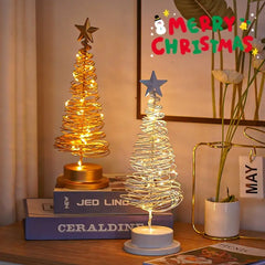 LED Spiral Christmas Tree Lamp – Wrought Iron Desk Ornament for Festive Decor