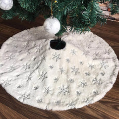 Falda para árbol de Navidad con copos de nieve bordados en franela blanca