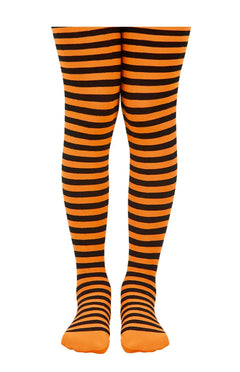 Jefferies Socks Girl's 2-6X Stripe Tights 6-8 Years Orange/Black