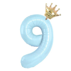 32inch Baby Blue Pink Foil Number Balloon With Crown 1 2 3 4 5 6 7 8 9 0  Birthday Party Baby Shower Decoration