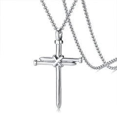 Punk Style Titanium Steel Cross Pendant Necklace