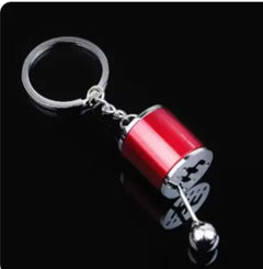 Car Gear Head Keychain with Turbo, Brake Disc, and Shock Absorber Pendants