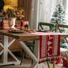 Red Christmas Table Runner for Festive Decorations