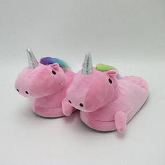 Unicorn Plush Slippers with LED Light: Winter Indoor Warm Shoes