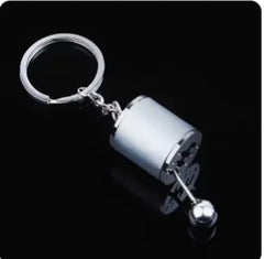 Car Gear Head Keychain with Turbo, Brake Disc, and Shock Absorber Pendants