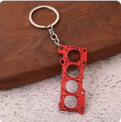 Car Gear Head Keychain with Turbo, Brake Disc, and Shock Absorber Pendants