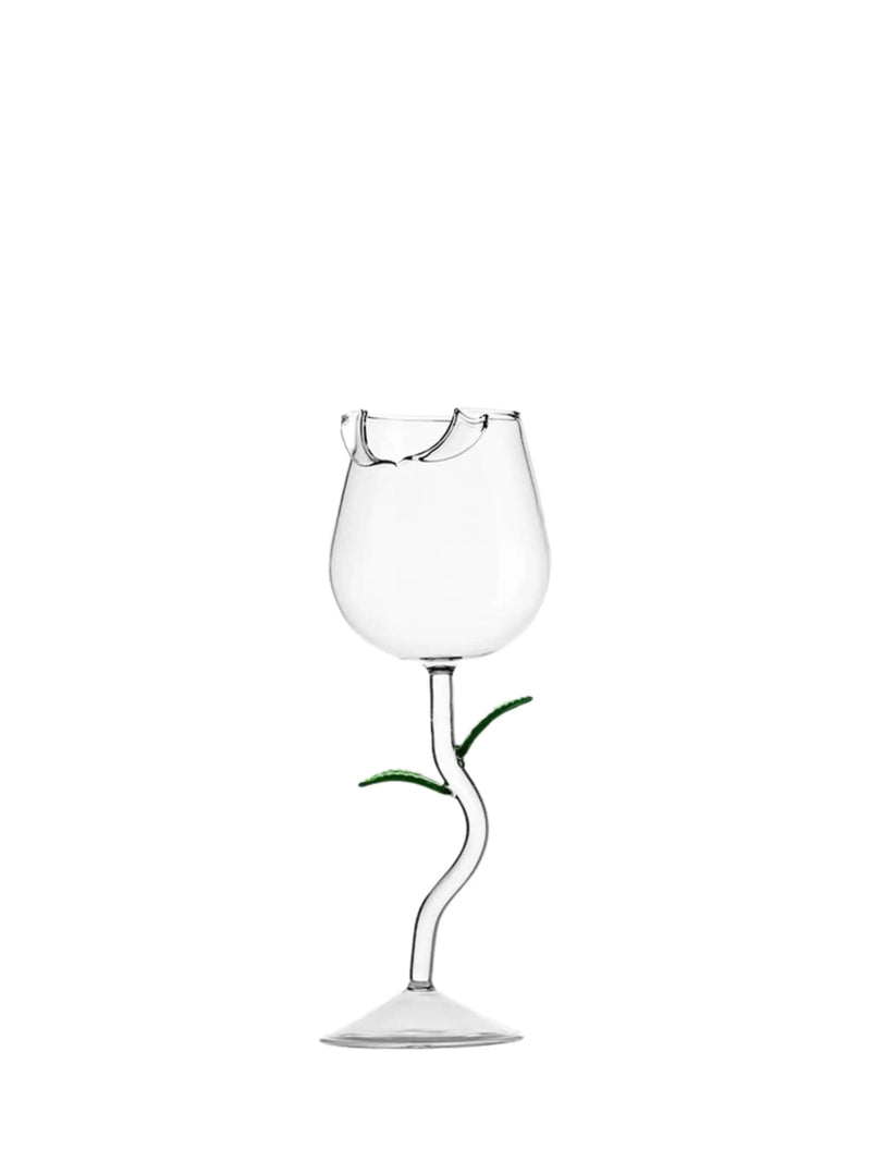 Green Leaf Rose Cocktail Glass