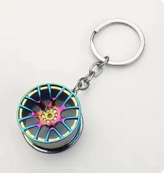 Car Gear Head Keychain with Turbo, Brake Disc, and Shock Absorber Pendants