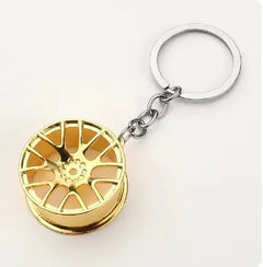 Car Gear Head Keychain with Turbo, Brake Disc, and Shock Absorber Pendants