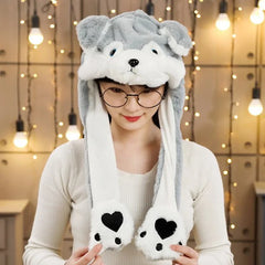 Gorro con orejas de conejo y bolsa de aire: divertido gorro de peluche para niños y adultos