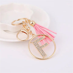 Rhinestones English Letter Alloy Keychain