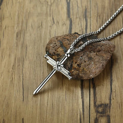 Punk Style Titanium Steel Cross Pendant Necklace