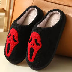 Skull Pattern Fur Slippers