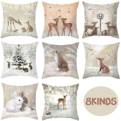 Christmas Elk Tree Cushion Cover