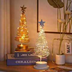 LED Spiral Christmas Tree Lamp – Wrought Iron Desk Ornament for Festive Decor