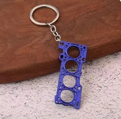 Car Gear Head Keychain with Turbo, Brake Disc, and Shock Absorber Pendants