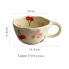 Korean Retro Hand-Painted Floral Mug