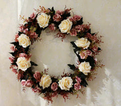 Silk Rose Wreath Wall Decor for Modern Home & Weddings